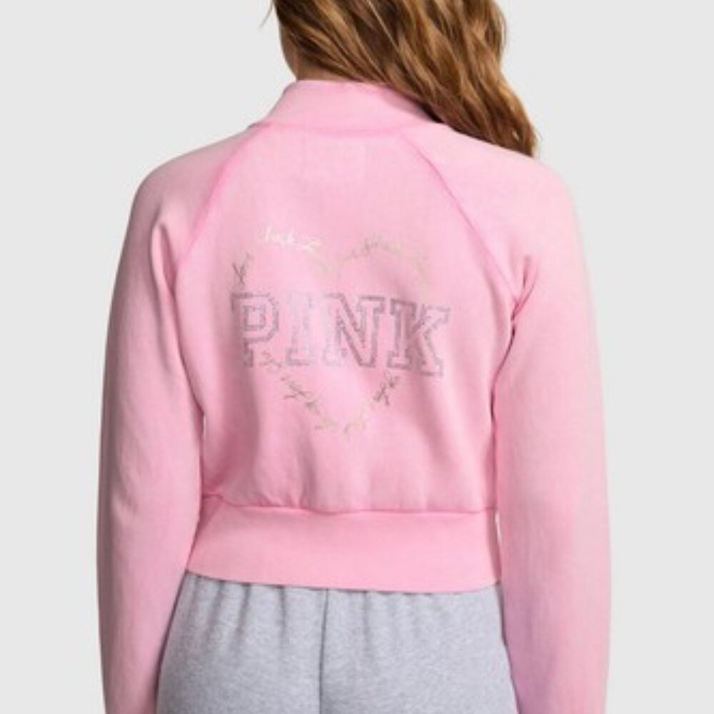 VS PINK X LOVESHACKFANCY Pink Lollipop LG FULL-ZIP SWEATSHIRT LIMITED ED nwt - Picture 2 of 5
